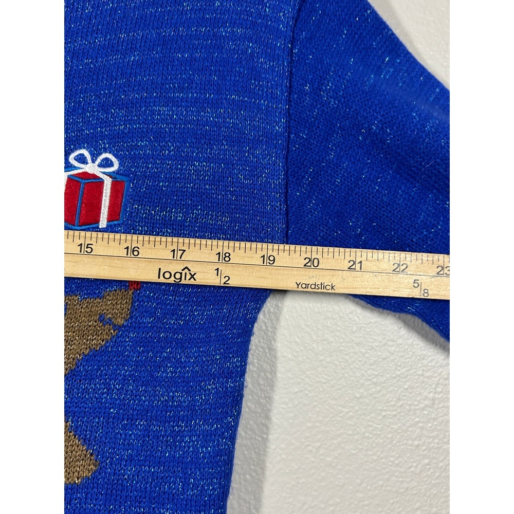 Isabella's Closet Blue Happy Howlidays Dachshund Sparkle Sweater Large - Picture 10 of 12